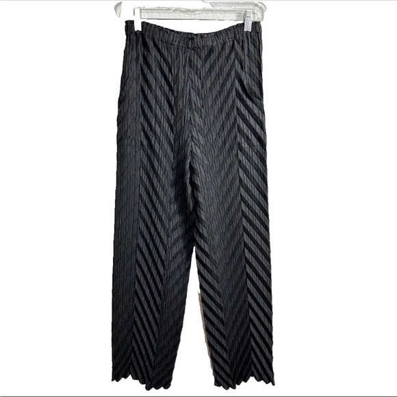 Vanite Couture Black Chevron Pleated Artistic Fun Stretchy Pants - One Size - SM - Picture 1 of 9